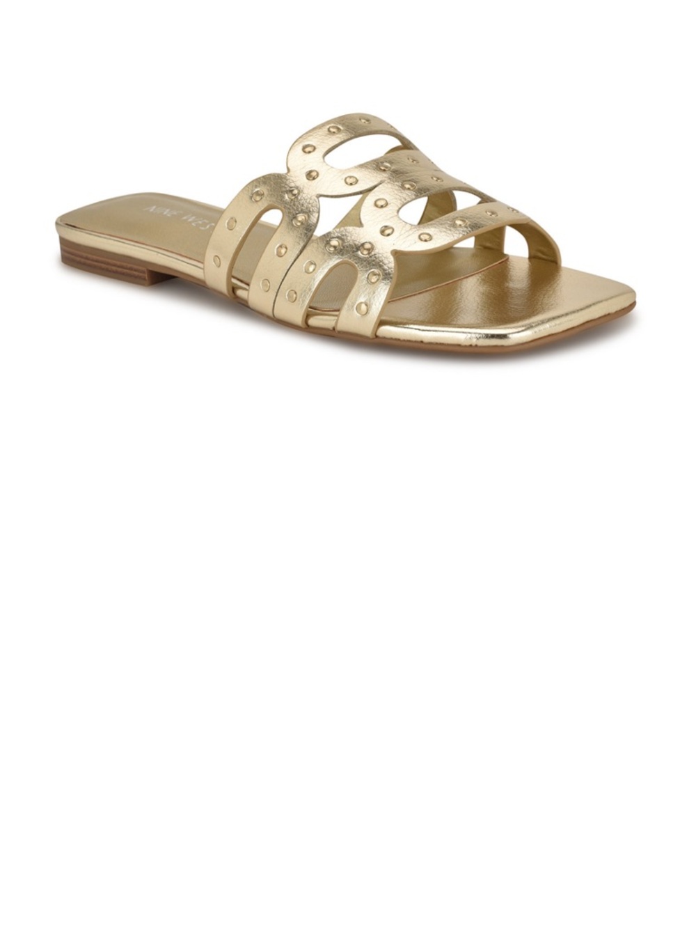 Nine West Metallic Gold Studded Slide Mule